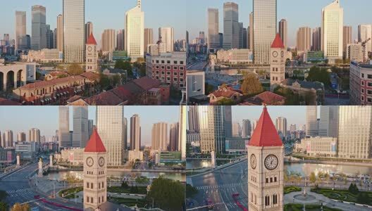 天津意式风情街航拍高清在线视频素材下载