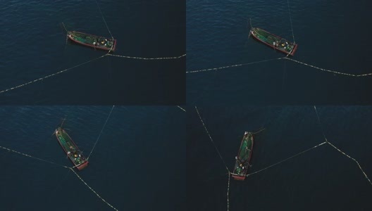 4k航拍渔民捕鱼高清在线视频素材下载
