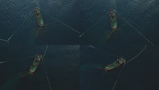 4k航拍渔民捕鱼高清在线视频素材下载