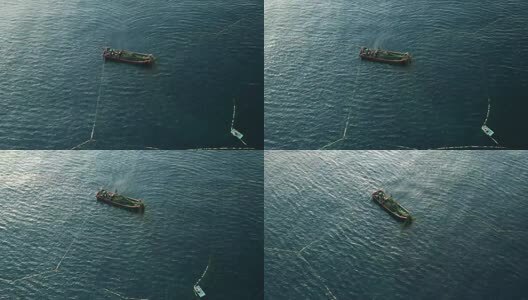 4k航拍渔民捕鱼高清在线视频素材下载