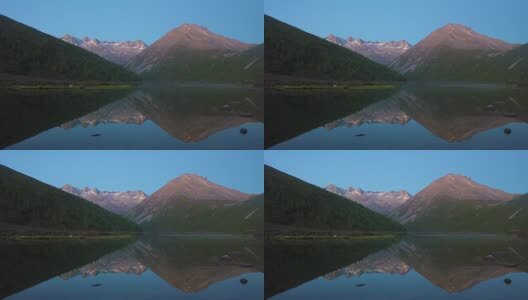 四川松潘羊拱海倒影高清在线视频素材下载