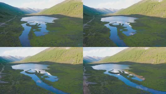 四川松潘羊拱海航拍高清在线视频素材下载