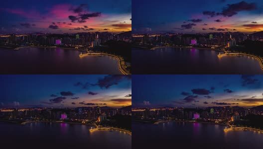 珠海浪漫情侣路晚霞高清在线视频素材下载