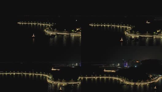 珠海浪漫情侣路夜景高清在线视频素材下载