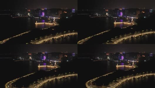 珠海浪漫情侣路夜景高清在线视频素材下载
