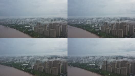 雨雾中屯溪高清在线视频素材下载