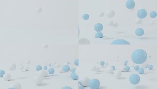 大量弹性的小球与白色背景高清在线视频素材下载