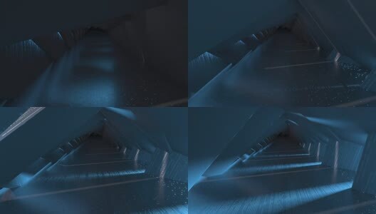 穿梭与黑暗的科技感隧道3D动画高清在线视频素材下载