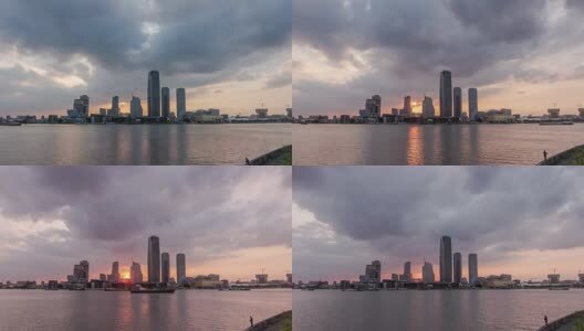 上海徐汇滨江西岸文化中心日落延时高清在线视频素材下载