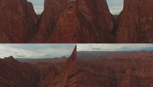 航拍新疆库车天山大峡谷高清在线视频素材下载