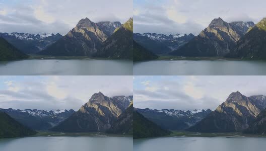 航拍四川甘孜新路海的湖光山色高清在线视频素材下载