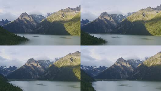 航拍四川甘孜新路海的湖光山色高清在线视频素材下载