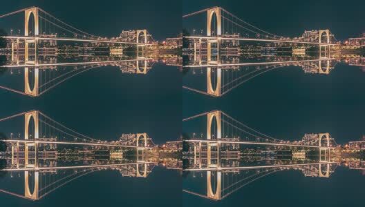 桥梁与城市车流的水面倒影延时摄影高清在线视频素材下载