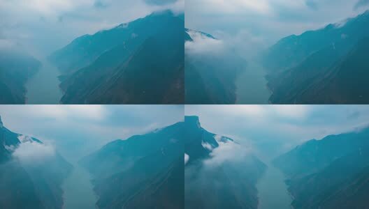 8K震撼长江河道云雾缭绕大好河山移动延时高清在线视频素材下载