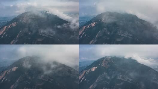 4K长江三峡之巅高大山峰耸立云雾缭绕延时高清在线视频素材下载