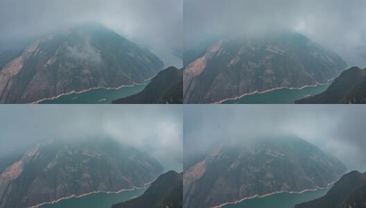 8K长江三峡俯视长江河道悬崖绝壁延时高清在线视频素材下载