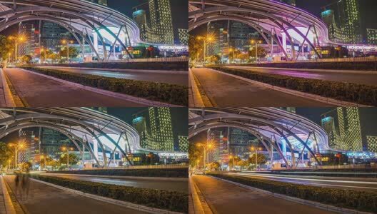 苏州工业园区时代广场车轨延时高清在线视频素材下载