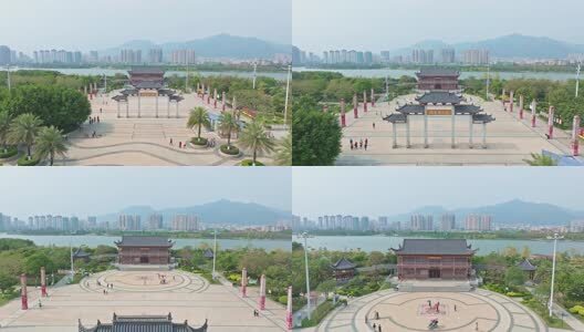 航拍清远清城区飞来湖公园高清在线视频素材下载