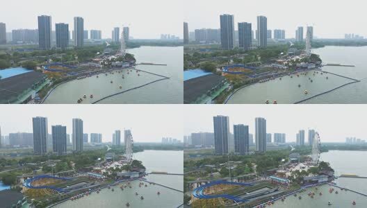 航拍清远清城区飞来湖公园高清在线视频素材下载