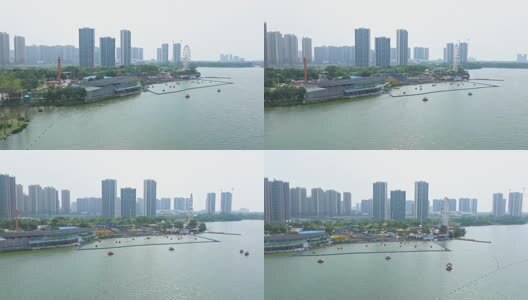 航拍清远清城区飞来湖公园高清在线视频素材下载