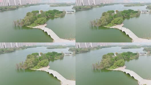 航拍清远清城区飞来湖公园高清在线视频素材下载