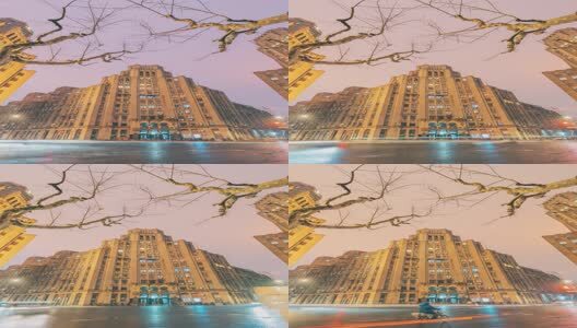 上海福州大楼与道路车轨延时摄影高清在线视频素材下载