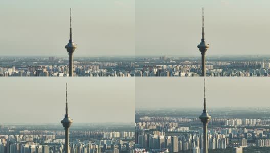 天津电视塔长焦航拍高清在线视频素材下载