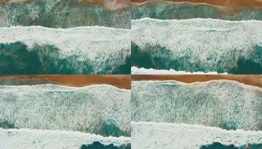 4K俯拍海南万宁沙滩海岸唯美海浪高清在线视频素材下载