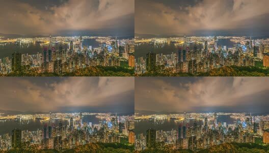 暴雨前夕的香港夜景高清在线视频素材下载