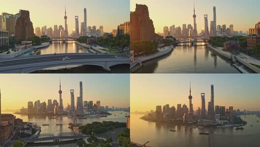 上海日出航拍高清在线视频素材下载