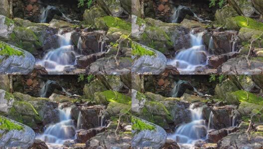 小溪森林流水溪水延时高清在线视频素材下载