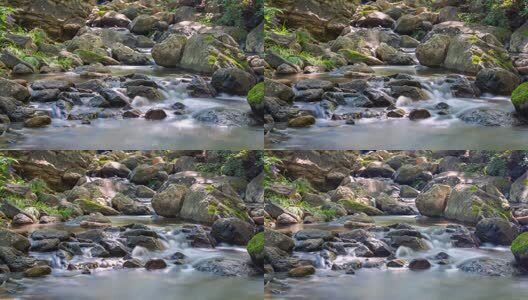 小溪森林流水溪水延时高清在线视频素材下载