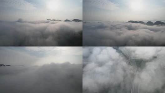 4K山峰云海震撼山区基建高速公路航拍视频高清在线视频素材下载