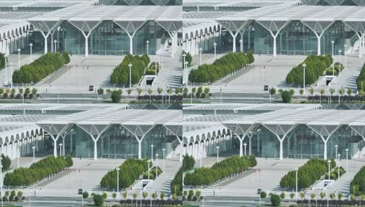 长焦航拍天津国家会展中心高清在线视频素材下载