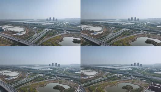 航拍天津国家会展中心高清在线视频素材下载