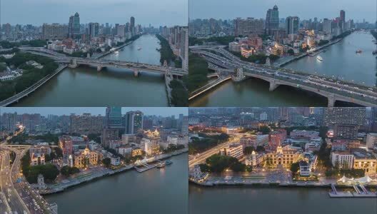 粤海关日转夜航拍延时高清在线视频素材下载