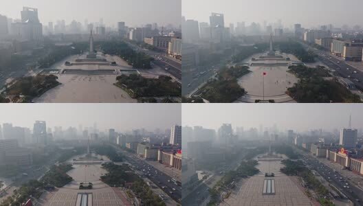 江西南昌八一广场城市建筑风光航拍高清在线视频素材下载