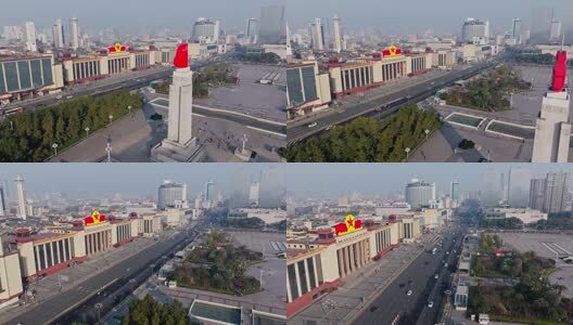 江西南昌八一广场城市建筑风光航拍高清在线视频素材下载