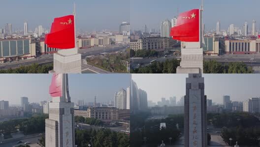 江西南昌八一广场城市建筑风光航拍高清在线视频素材下载