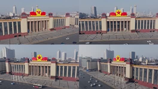 江西南昌八一广场城市建筑风光航拍高清在线视频素材下载