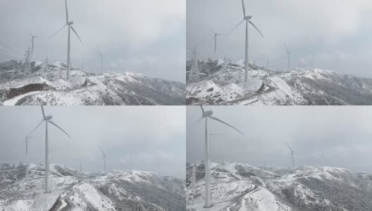 雪山风力发电高清在线视频素材下载