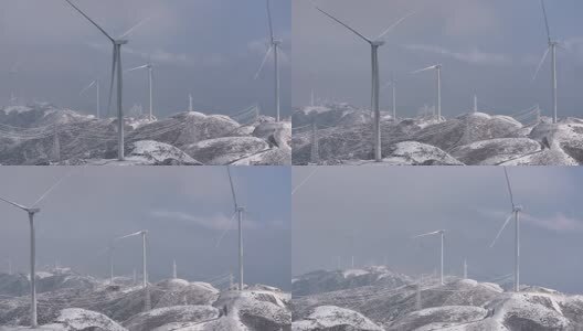 雪山风力发电高清在线视频素材下载