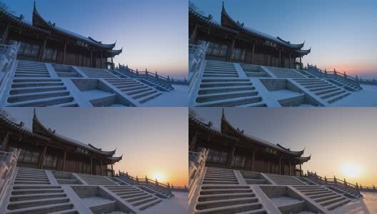 滁州琅琊山南天门雪景日出延时高清在线视频素材下载