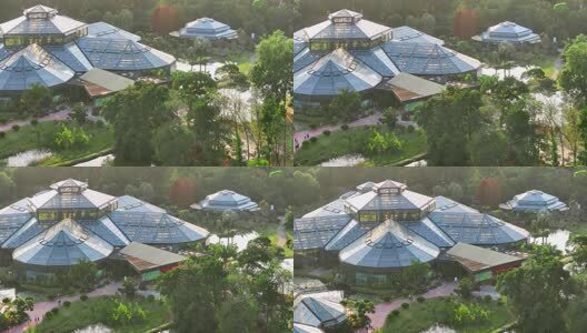 航拍广州华南国家植物园温室高清在线视频素材下载