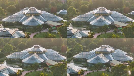 航拍广州华南国家植物园温室高清在线视频素材下载