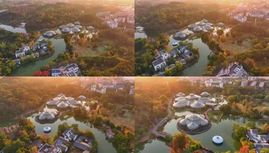 航拍广州华南国家植物园温室高清在线视频素材下载