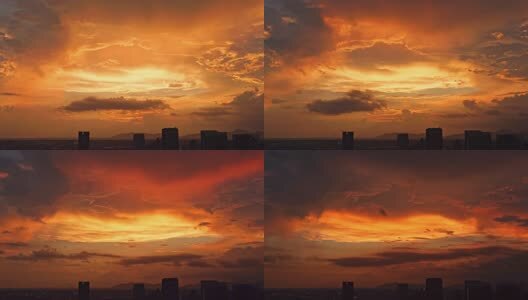 城市火烧云晚霞延时摄影空镜高清在线视频素材下载