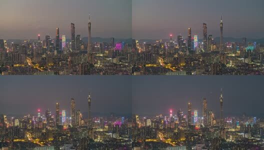 广州三件套晚霞航拍延时高清在线视频素材下载
