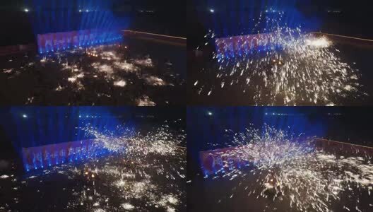 非遗打铁花4k升格航拍高清在线视频素材下载