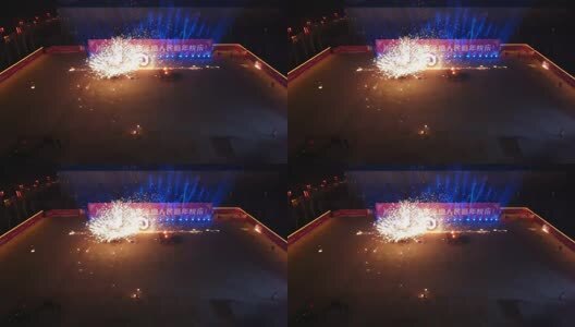非遗打铁花4k升格航拍高清在线视频素材下载